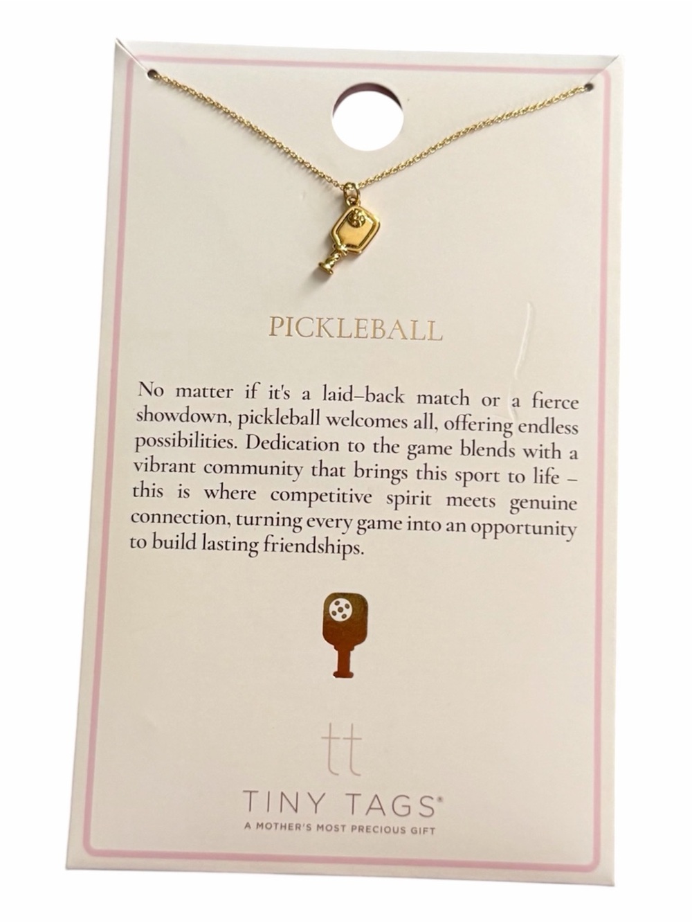 Gold Pickleball Paddle Necklace - Gold - Picture 3 of 4